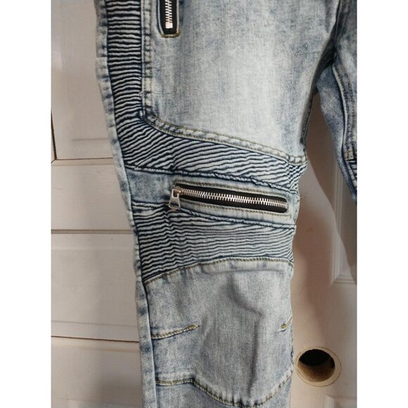 Mens Jeans Classic Collection Denim Biker Jeans Size 38 With Zip & Pocket Acc - Picture 2 of 6